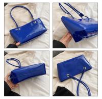 Bandolera de cuero de charol elegante, bolso de gran capacidad de estilo coreano dulce para las axilas, bolso de mano liso de Color sólido para ir al trabajo al aire libre - details 4