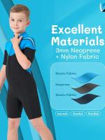 Traje de neopreno con bloqueador de color para niños, Traje corto con cremallera frontal, Traje de neopreno para surf y natación - details 2