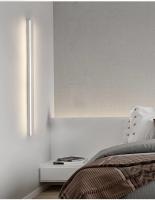 Lámpara de pared larga de línea minimalista nórdica, led, mesita de noche, sala de estar, dormitorio, lámpara de pared interior, blanco - details 2