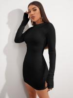 Vestido de mujer de cuello V vestido de manga larga y corta - details 3