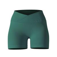 Crossover mujeres deporte gimnasio entrenamiento correr cintura alta Yoga Push Up cadera sin costuras Fiess Shorts - details 35