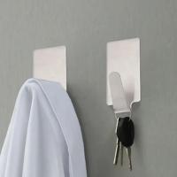 30 Uds ganchos adhesivos multiusos de acero inoxidable colgador de pared organizador toallero plata autoadhesivo ganchos pequeños Baño - details 4