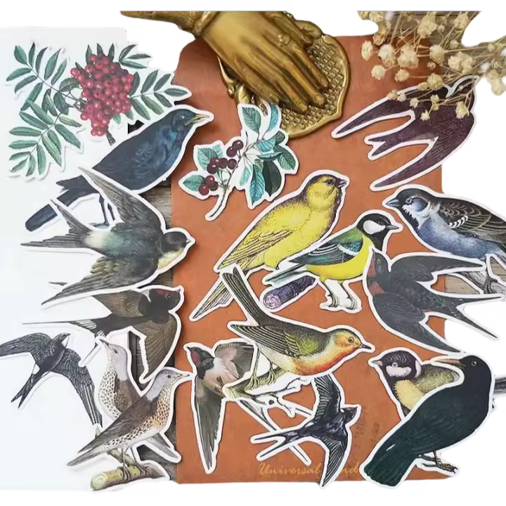Pegatinas de Pájaros DIY de 17 Piezas Decoración de Libros, Juguetes y Papelería Artesanal - 1