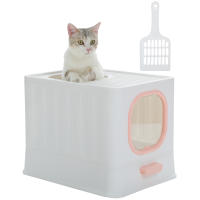 PAWZ Road Caja de arena plegable para gatos con cuchara para arena, inodoro grande para gatos, entrada frontal y salida superior, bandeja de arena para gatos fácil de limpiar con tapa, suministros para mascotas - details 12