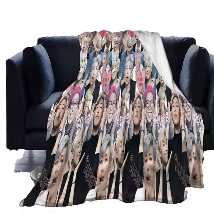 Manta de felpa suave y cómoda Pastel Namjoon para Sofá Cama Oficina Rodilla Cama Coche Campamento Cozy Peluche Manta de arroje para uso en todas las estaciones Producto recomendado para hogar Viaje Camping - 1