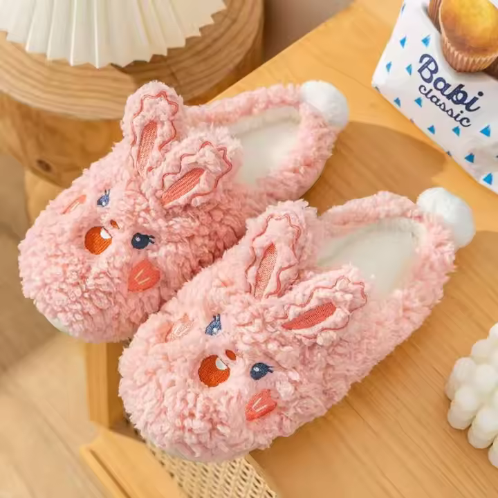 Zapatillas de felpa de interior para mujer, zapatos cómodos para el hogar, de algodón, con suela de EVA, conejo Mao, venta al por mayor, invierno - 1