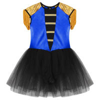 Disfraz de mago de maestro de ceremonias de circo para niñas, leotardo de lentejuelas de manga larga, tutú, vestido de juego de rol para fiesta temática de Halloween - details 5