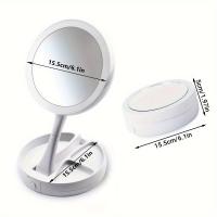 Espejo Cosmético LED Portátil de Sobremesa con Luces, Espejo Plegable Vertical de Doble Cara - details 2