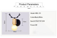 Lámpara de Pared TOMAXIN 16CM con Arte de Cuerno de Hierro Luz Cálida Retro Simple para Sala de Estar Baño Dormitorio Estudio Material de Hierro Fundido Color Blanco Tipo de Bombilla LED Producto Normal - details 1