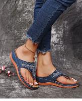 Women Open Toe Boho Casual Sandals Hollow Out Flip Flops Summer Wedge Sneakers Women's Footwear - details 6