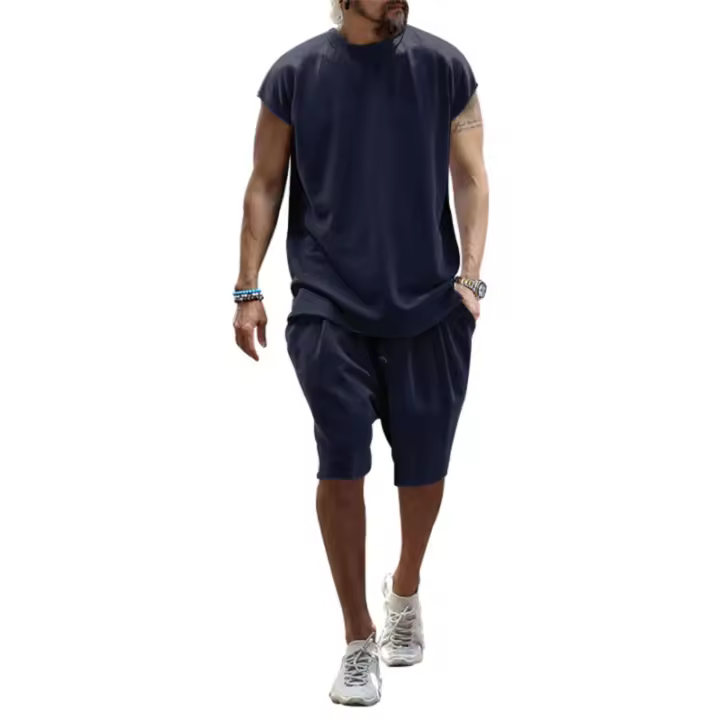 Conjunto de verano para hombre, conjunto de 2 piezas, camiseta de manga corta y pantalones cortos, conjunto de chándal - 1