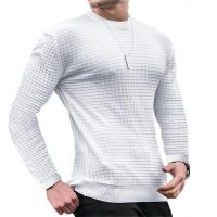 Abrigo de hombre moda pequeño cheque Waffle juvenil cuello redondo jacquard cheque sudadera con capucha - details 3