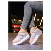 Zapatillas De Patinaje Con Luces LED Para Niñas Y Niños En Color Rosa Zapatos Con Ruedas Moda Infantil Tallas Para Edad 7-13 - details 7