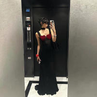 Malla de escote cuadrado para mujer, escote con tirantes, costuras en contraste, nuevo - details 3