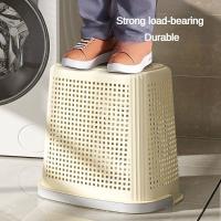Cesta para ropa sucia con partición, cesta de almacenamiento de ropa sucia transpirable para el hogar, cubo de lavandería de plástico portátil para baño, 1 Uds. - details 6