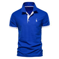 Polo popular bordado de ciervos para hombres Camiseta de manga corta con cuello de solapa de malla para hombres - details 2