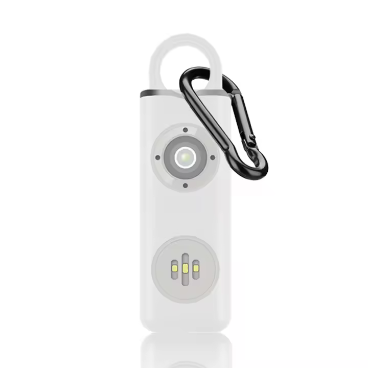 Personal Defense Safety Alarm 130dB With LED Light Rechargeable Self Defense Woman Alarm Key Chain Emergency Anti-Attack White - 1