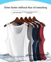Chaleco de malla de seda de hielo para hombre, ropa interior de malla hueca de verano, camiseta deportiva fina de talla grande sin mangas, informal de moda - details 2