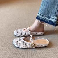 Sandalias Planas Retro Tejidas para Mujer 2025 Cómodas y Ligeras con Hebilla de Metal - details 15