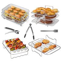 Estante Rectangular de Acero Inoxidable para Freidora de Aire, Accesorios Freidora Aire,Bandeja para Parrilla,Cesta de Airfryer Caliente, Accesorios para Ninja Dual, 3 Piezas Capas - details 0