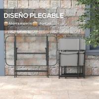 Conjunto de jardín de 5 piezas para exteriores, incluye 1 mesa de vidrio templado y 4 sillas plegables estilo moderno para terraza o patio, color gris. - details 3