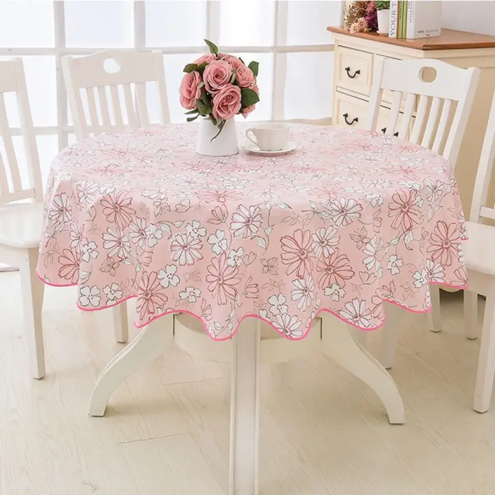 Mesa de comedor redonda de plástico PVC elegante, cubierta de mesa impermeable y limpiable a prueba de aceite, mantel para decoración del hogar, mantel de cocina - 1