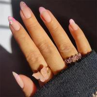 24Pcs Uñas Postizas Acrílicas Removibles En Estilo Almendrado Multicolor Con Ondas Para Fiesta Uñas Postizas Glossy Y Impermeables - details 4