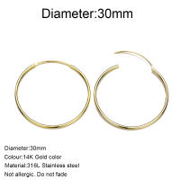 Pendientes de acero inoxidable de círculo grande para mujer, joyas de aro grande, 30 mm - details 3
