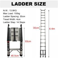 Escalera Telescópica Portátil de Aluminio 6,2m, 2 Ganchos, 15 Peldaños, Antideslizante, Multiusos, Carga de 150kg - details 28