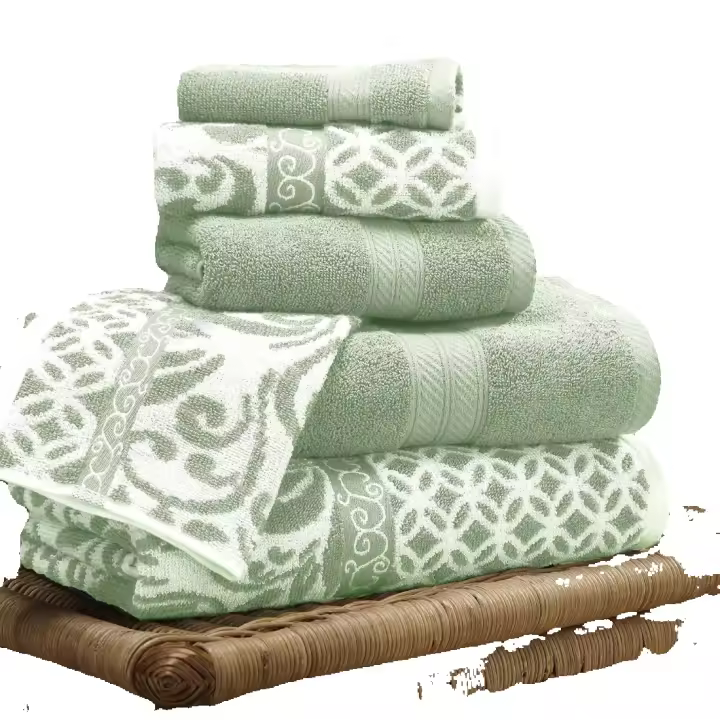 Juego de Toallas de Jacquard de Alta Absorción y Secado Rápido 34x21x0,5 cm - 1
