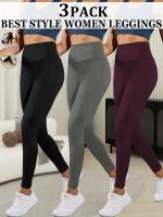 3pcs Leggings de Yoga de Cintura Alta Ultra-Suaves para Mujeres - Control de Abdomen, Pantalones de Entrenamiento y Correr No Transparentes, Súper Suaves - details 5