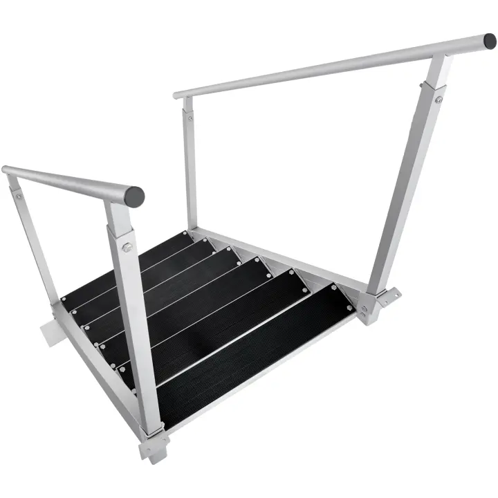 SucceBuy Escalera de muelle, altura ajustable de 43 a 51 pulgadas, capacidad de 500 libras, escalera de aluminio para barco de 6 escalones, ideal para lago, piscina - 1