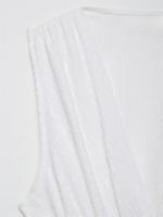 OUWU- Camisetas sin mangas con cintura elástica plisada para mujer, top vintage sin mangas con cuello en V, top elegante para mujer - details 5