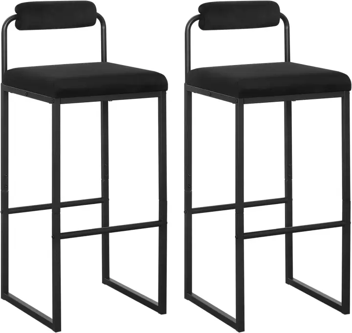Taburetes de Cocina Altos con Resalto 2X Taburetes Cuadrados con Asiento de Terciopelo - 1