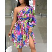 Sandalias de mujer Vestido de manga larga para mujer, hermoso, elegante, hombros inclinados, nuevo, bohemio - details 3