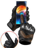 Guantes Protectores de cuero para hombre y mujer, manoplas transpirables a prueba de viento para pantalla táctil, Motocross, verano e invierno - details 3