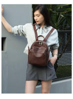 Mochila retro simple de cuero casual para viajes diarios, primera capa de cuero de vaca, mochila para mujer, bolso de cuero suave. - details 2