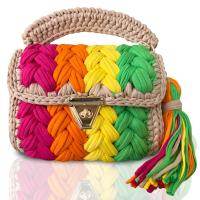 Bolsos de mano tejidos a mano para mujer, bolsos coloridos, bolsos cruzados con cadena, a la moda - details 1