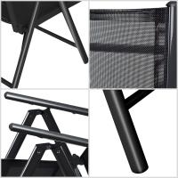 2X Sillas de Jardín Plegables Antracita Asiento Ligero Aluminio Silla Reclinable 8 Posiciones hasta 120Kg - details 4