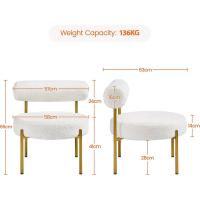 Silla de comedor tapizada, silla relax con estructura reforzada, 136 kg de capacidad, asiento y respaldo acolchados de bouclé para sala, dormitorio, cocina, blanco. - details 11