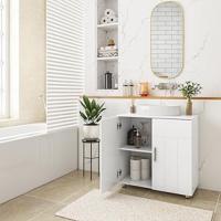 Mueble Baño Bajo Lavabo con Estante Ajustable, Armario de Suelo para Baño de Almacenamiento, con Puertas y Bisagras, Armario MDF con Patas, Blanco, 60x30x60cm - details 7