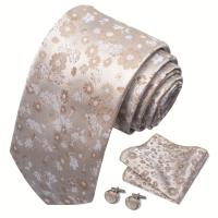 Juego de pañuelos y gemelos florales, corbatas de moda para hombre, 4 piezas - details 9