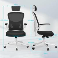Silla de Oficina Ergonómica Ajustable Respirable, Ajustable, Giratoria de 360°, Reposabrazos Abatibles de 90°, Soporte Lumbar - details 57