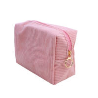 Bolso De Maquillaje Para Viaje Organizador De Cosméticos De Corduroy Para Mujeres Estuche De Belleza Portátil De Cierre De Cremallera - details 23