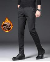 Pantalones de felpa de invierno para hombre, pantalones de negocios cálidos con cordón de terciopelo, gruesos, informales, elásticos - details 6