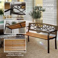 Banco Exterior de Jardín 2 Plazas Sillón de Madera y Marco de Acero Tamaño 127x56x80 cm - details 4
