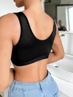 Sujetador Inalámbrico de Novedad para Mujer, Detalle de Encaje Semitransparente, Poliéster y Elastano, Lavable a Mano - Color Sólido - details 13