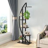 Soporte de 5 Niveles para Plantas Interiores Estante de Exhibición de Metal Curvado con 2 Ganchos - details 1