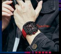 Reloj deportivo de lujo para hombre, reloj de pulsera analógico automático luminoso resistente al agua con cristal curvo de barril para exteriores y negocios - details 16