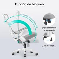 Silla de Oficina ergonómica de Malla, Silla de Oficina con Respaldo Alto con reposabrazos 3D, Soporte Lumbar hacia Arriba y hacia Abajo, Silla de Trabajo - Marco Blanco Malla Gris Claro - details 8
